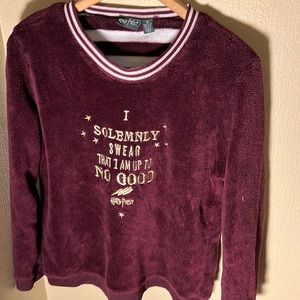 Harry Potter I Solemnly Swear Fleece Pullover Color Burgundy Size Large